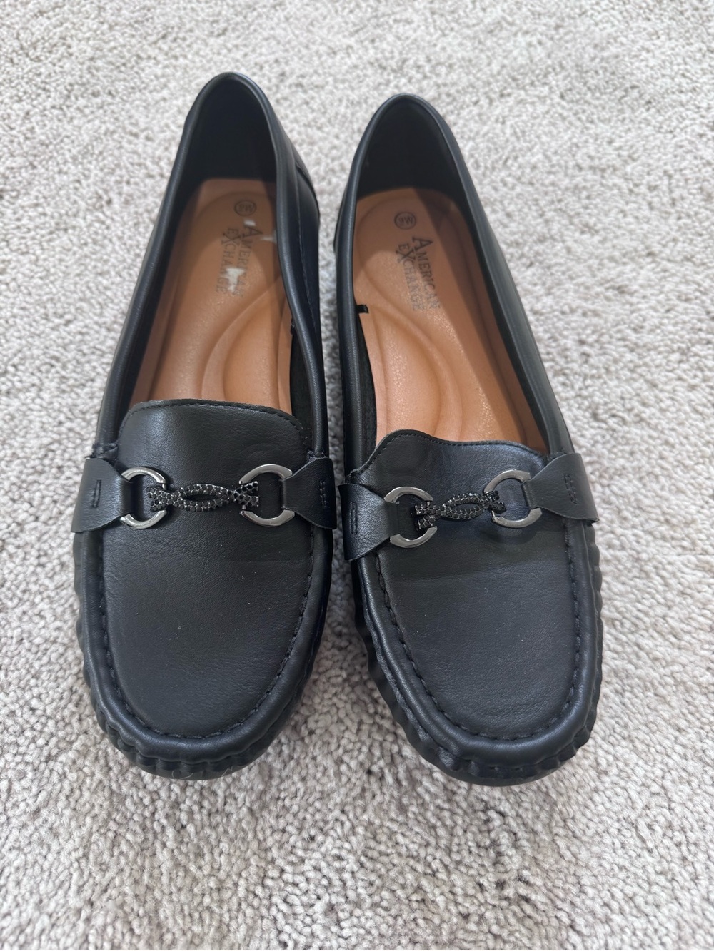 Armani Exchange Black Leather Bit-Detail Loafers